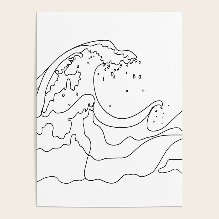 Minimal Line Art Ocean Waves Poster Gallery Image 4
