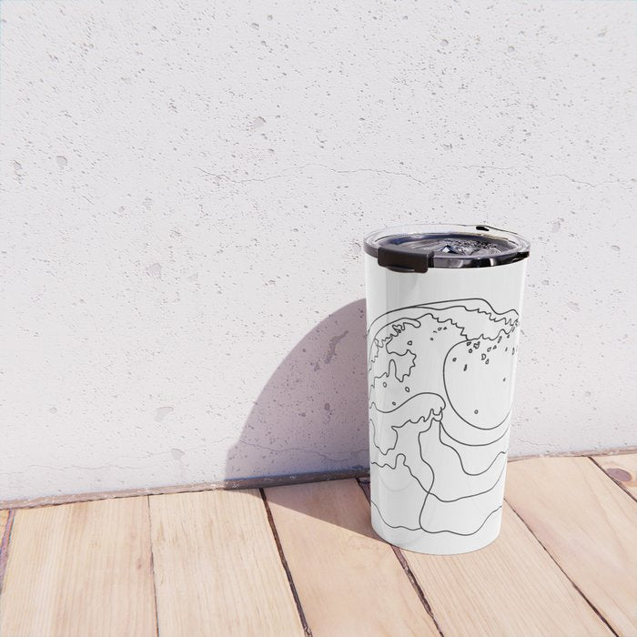 Minimal Line Art Ocean Waves Travel Mug Gallery Image 4