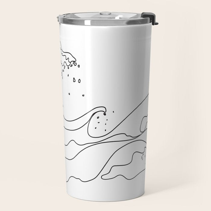 Minimal Line Art Ocean Waves Travel Mug Gallery Image 2