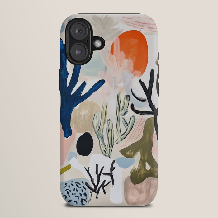 Sea Life Abstract Coral and Seashells Ocean Coastal  Blue Art Painting iPhone Case Gallery Image 10