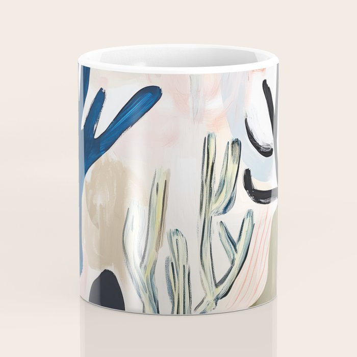 Sea Life Abstract Coral and Seashells Ocean Coastal  Blue Art Painting Coffee Mug Gallery Image 4