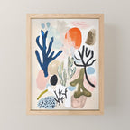 Sea Life Abstract Coral and Seashells Ocean Coastal  Blue Art Painting Mini Art Print Gallery Image 1