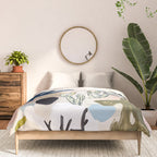 Sea Life Abstract Coral and Seashells Ocean Coastal  Blue Art Painting Comforter Gallery Image 3