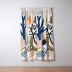 Sea Life Abstract Coral and Seashells Ocean Coastal  Blue Art Painting Window Curtain Gallery Image 3