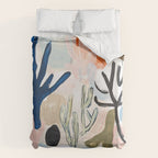 Sea Life Abstract Coral and Seashells Ocean Coastal  Blue Art Painting Duvet Cover Gallery Image 6