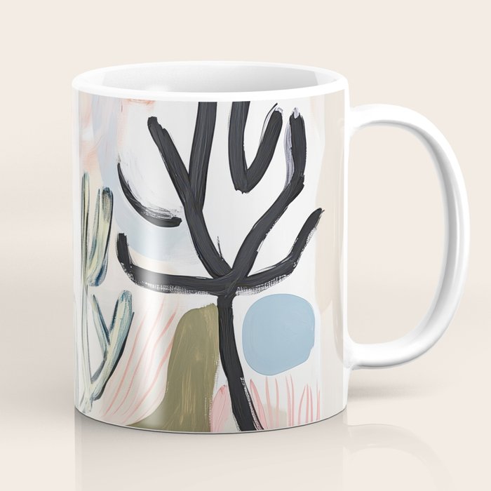 Sea Life Abstract Coral and Seashells Ocean Coastal  Blue Art Painting Coffee Mug Gallery Image 1