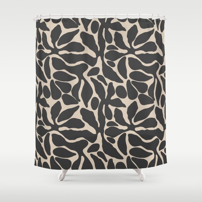 Abstract vintage flower art pattern Shower Curtain Gallery Image 1