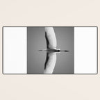 Wings of an Egret in Mid-flight black and white photography - black and white photographs Desk Mat Gallery Image 3