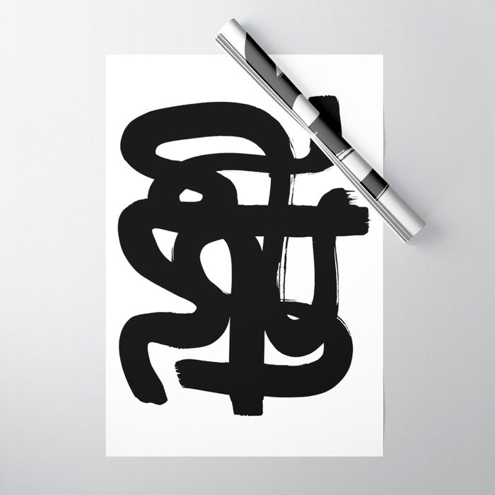 Slithering Ink White Background Wrapping Paper Gallery Image 1
