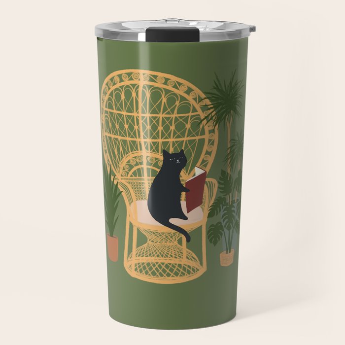 Hidden cat 51 private forest reading area rattan chair Travel Mug Gallery Image 1