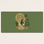 Hidden cat 51 private forest reading area rattan chair Desk Mat Gallery Image 3