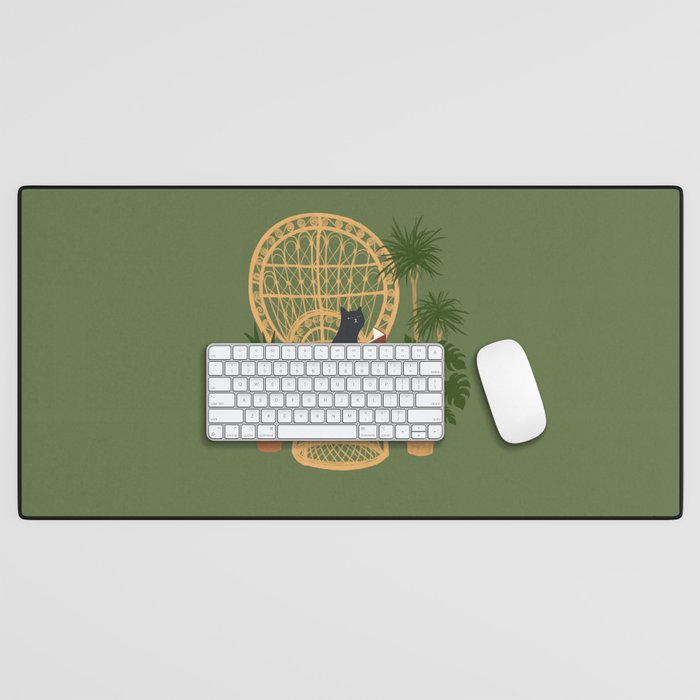Hidden cat 51 private forest reading area rattan chair Desk Mat Gallery Image 1