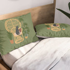 Hidden cat 51 private forest reading area rattan chair Pillow Sham Gallery Image 2