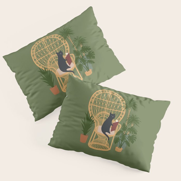Hidden cat 51 private forest reading area rattan chair Pillow Sham Gallery Image 3