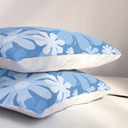 Retro 60s 70s Aesthetic Floral Pattern in Pretty Blue Tones Pillow Sham Gallery Image 3