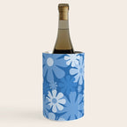 Retro 60s 70s Aesthetic Floral Pattern in Pretty Blue Tones Wine Chiller Gallery Image 2