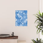 Retro 60s 70s Aesthetic Floral Pattern in Pretty Blue Tones Poster Gallery Image 2