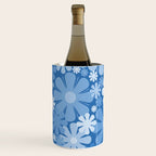 Retro 60s 70s Aesthetic Floral Pattern in Pretty Blue Tones Wine Chiller Gallery Image 3
