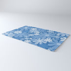 Retro 60s 70s Aesthetic Floral Pattern in Pretty Blue Tones Rug Gallery Image 3
