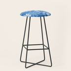 Retro 60s 70s Aesthetic Floral Pattern in Pretty Blue Tones Stool Gallery Image 1