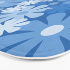 Retro 60s 70s Aesthetic Floral Pattern in Pretty Blue Tones Bath Mat Gallery Image 3