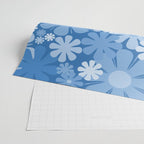 Retro 60s 70s Aesthetic Floral Pattern in Pretty Blue Tones Wrapping Paper Gallery Image 2