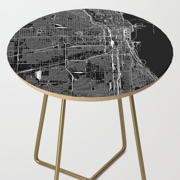 Chicago Black Map Side Table Gallery Image 2