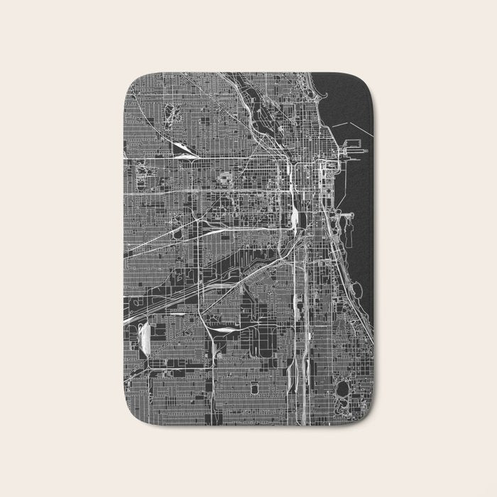 Chicago Black Map Bath Mat Gallery Image 1