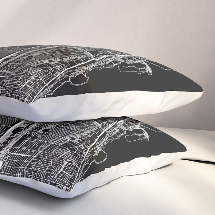 Chicago Black Map Pillow Sham Gallery Image 3