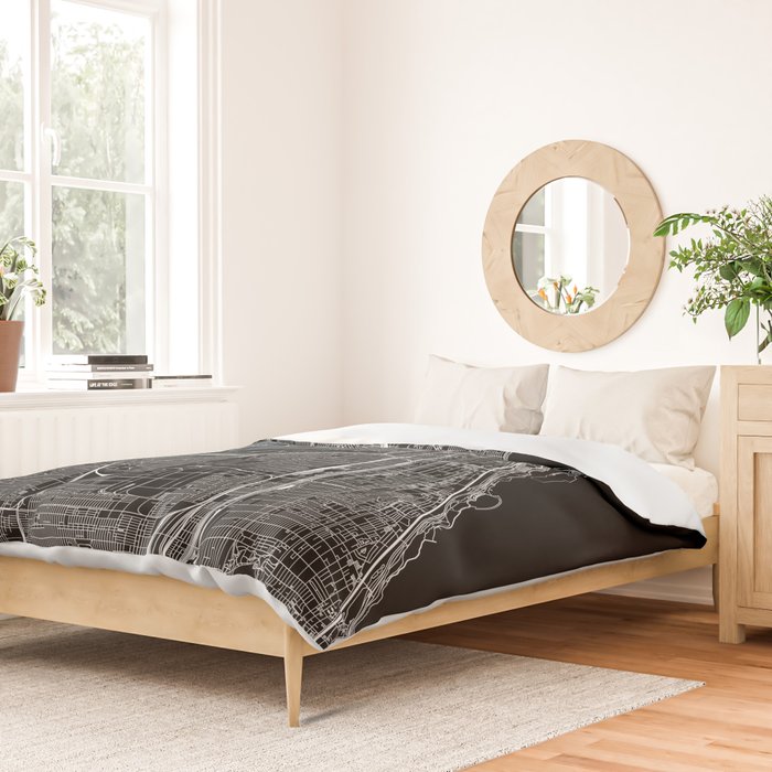 Chicago Black Map Duvet Cover Gallery Image 2