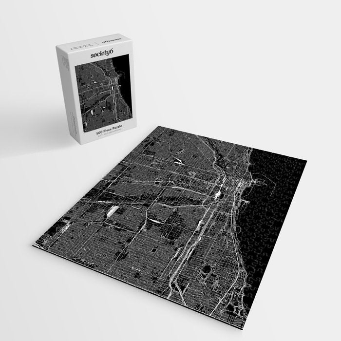 Chicago Black Map Jigsaw Puzzle Gallery Image 2