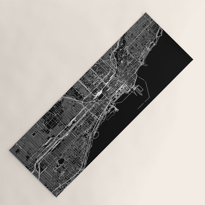 Chicago Black Map Yoga Mat Gallery Image 1