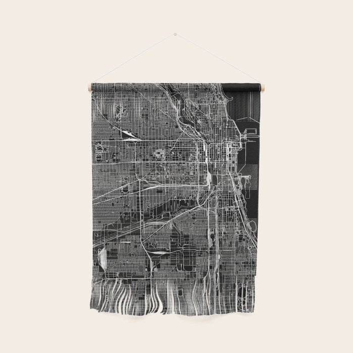 Chicago Black Map Wall Hanging Gallery Image 1