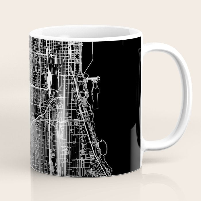 Chicago Black Map Coffee Mug Gallery Image 1