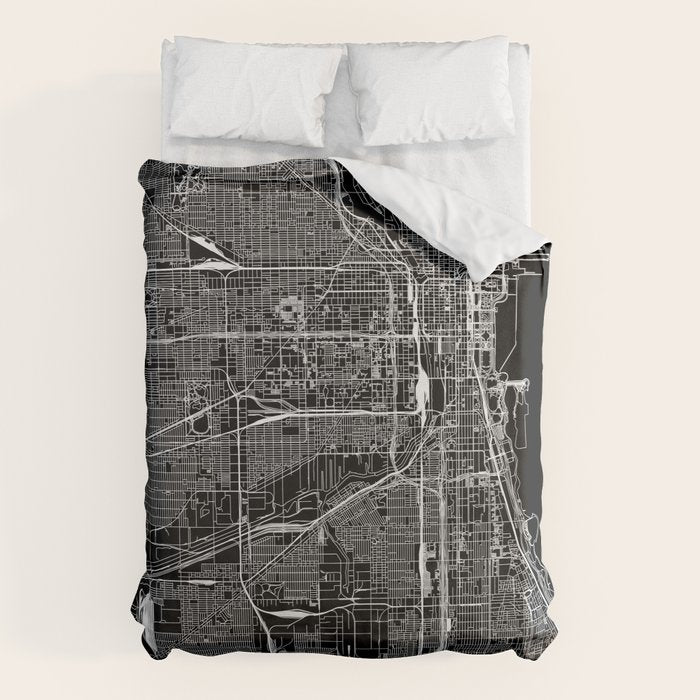 Chicago Black Map Duvet Cover Gallery Image 6