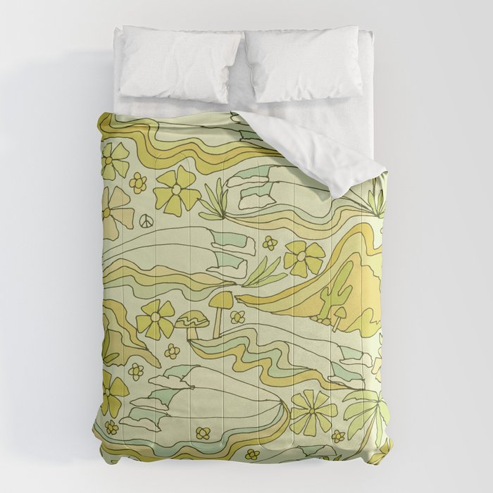 born to wander // retro surf art by surfy birdy Comforter Gallery Image 1