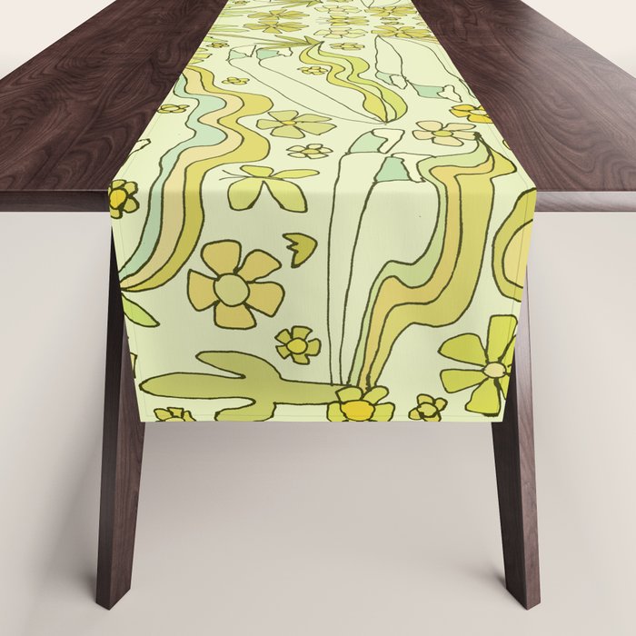 born to wander // retro surf art by surfy birdy Table Runner Gallery Image 1