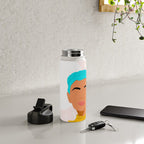 Girl WIth Blue Braids Water Bottle Gallery Image 4