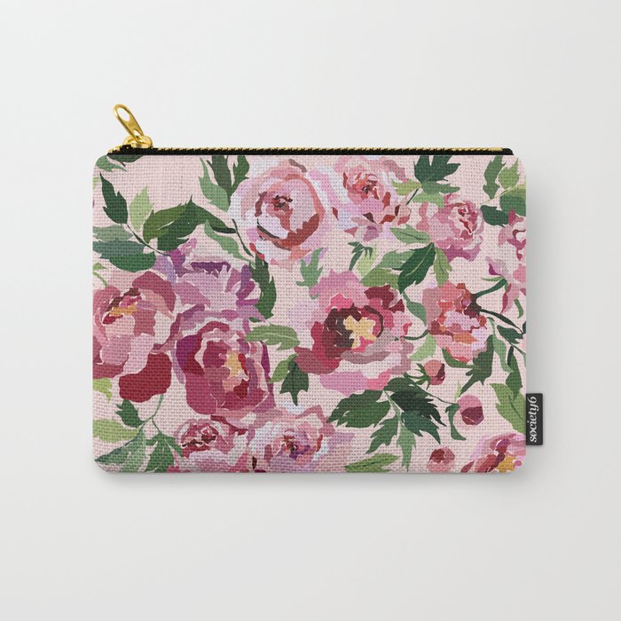 Romantic peony pastel pink background Carry All Pouch Gallery Image 1