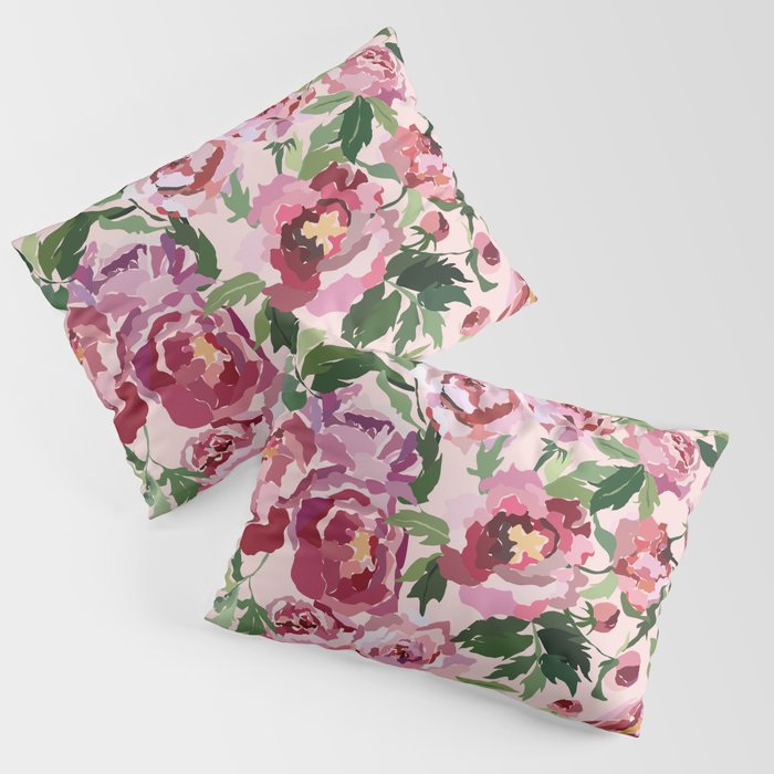 Romantic peony pastel pink background Pillow Sham Gallery Image 3