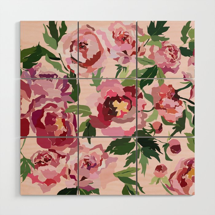 Romantic peony pastel pink background Wood Wall Art Gallery Image 1