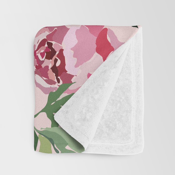 Romantic peony pastel pink background Throw Blanket Gallery Image 3