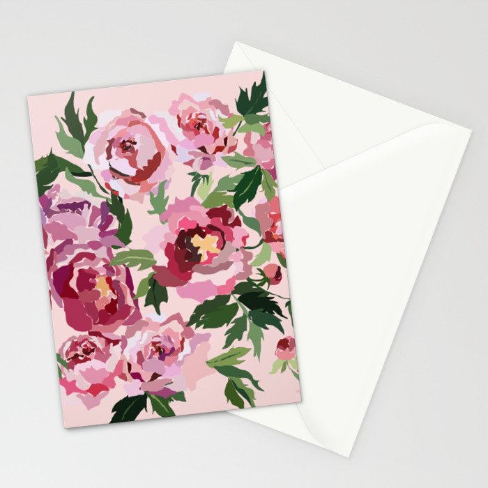 Romantic peony pastel pink background Stationery Card Gallery Image 2