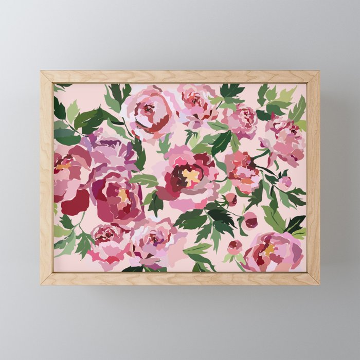 Romantic peony pastel pink background Mini Art Print Gallery Image 1