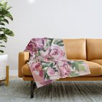 Romantic peony pastel pink background Throw Blanket Gallery Image 1
