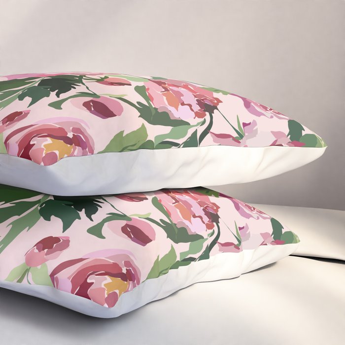 Romantic peony pastel pink background Pillow Sham Gallery Image 3