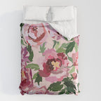Romantic peony pastel pink background Comforter Gallery Image 6