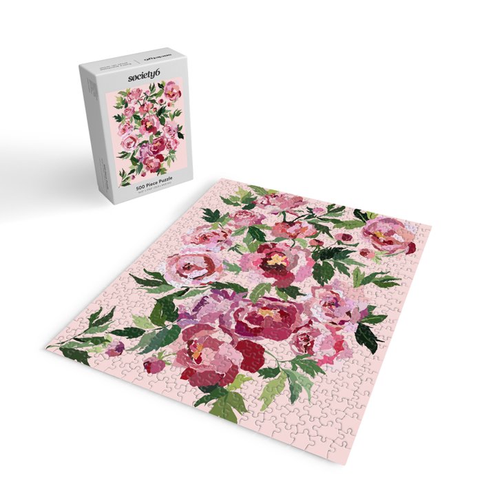 Romantic peony pastel pink background Jigsaw Puzzle Gallery Image 2
