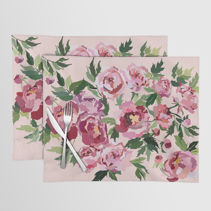 Romantic peony pastel pink background Placemat Gallery Image 1