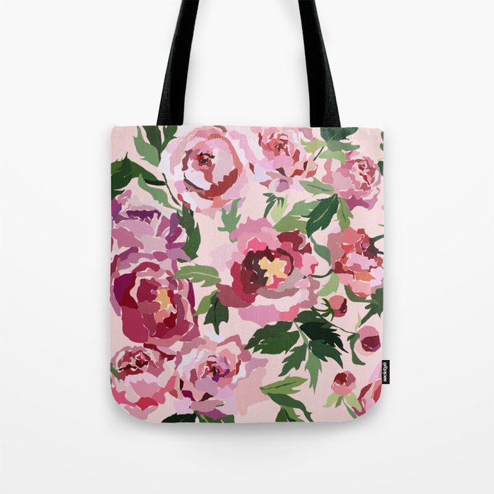Romantic peony pastel pink background Tote Bag Gallery Image 1